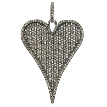 Pave Diamond Rhodium plated heart pendant
