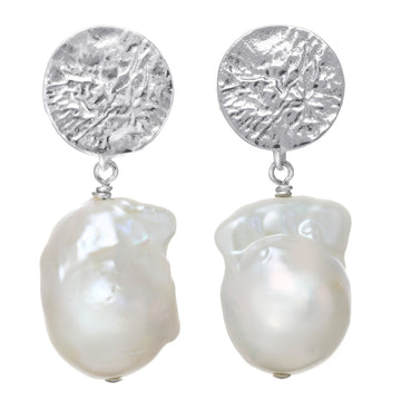 white baroque pearl drop earrings