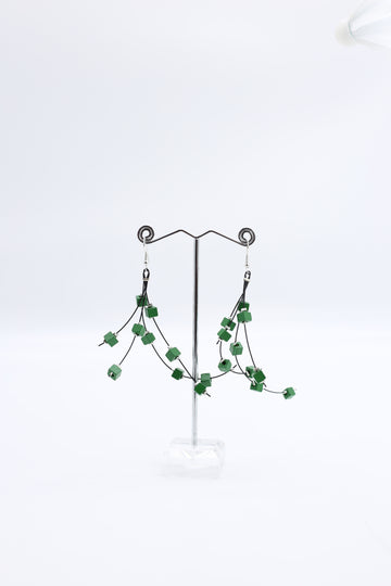 Frankie Pashmina Beads on Fishwire Earrings - Light Spring Green