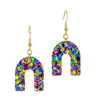 Small Arch Earrings- Party Glitter