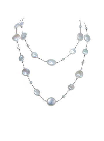White freshwater coin pearl combination Necklace