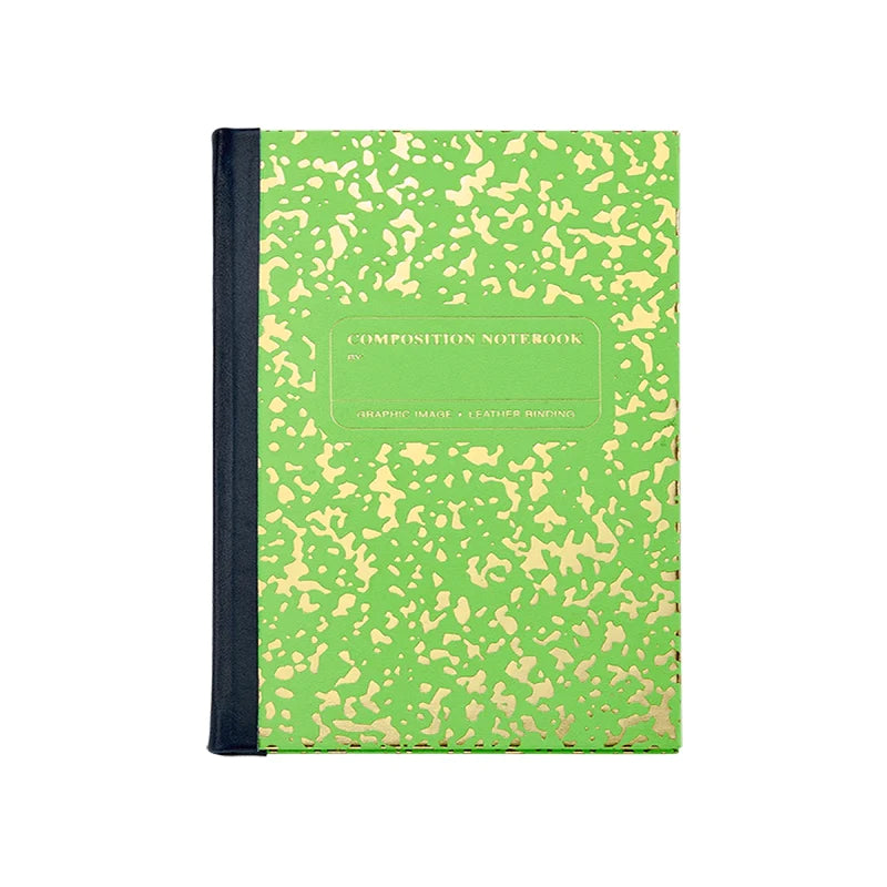 Leather Bound Hardcover Composition Notebook- NEON GREEN