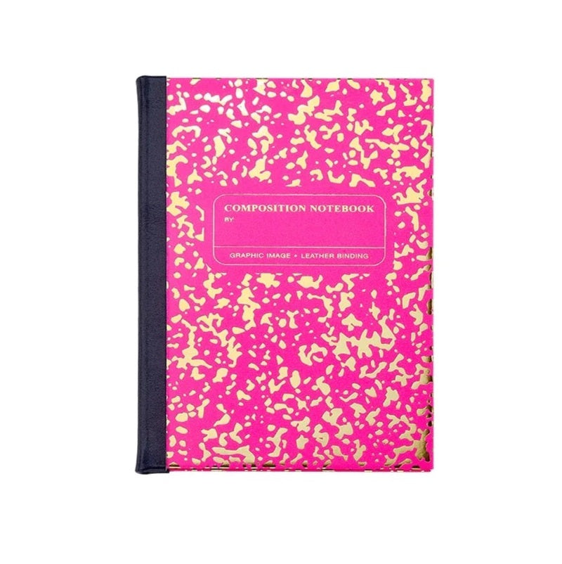 Leather Bound Hardcover Composition Notebook- NEON PINK