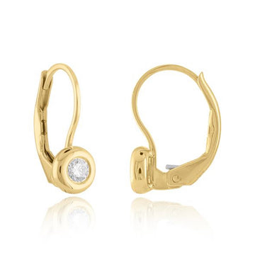 18K Gold Signature Bezel Leverback Earrings